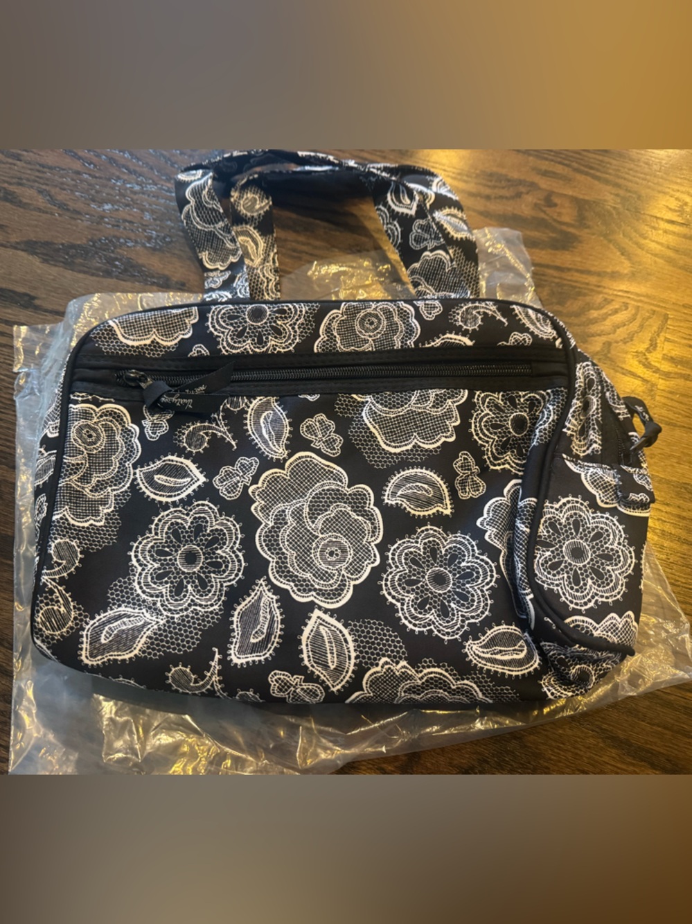 thirty-one Black Cosmetic Bag with White Floral Print - Picture 4 of 4